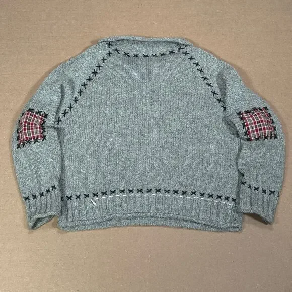 Vintage Grey Moose Half Zip Knit Sweater Winter Outdoor Fits Lrg Coldwater Creek - Picture 6 of 8